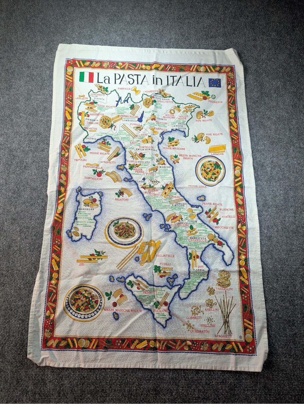Vintage La Pasta in Italia 22x34 Tea Towel Dish Towel Tapestry Wall Art